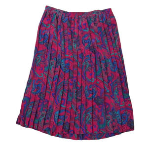 Alfred Dunner Vintage Pink & Purple Paisley Print Pleated Midi Skirt - Size 10